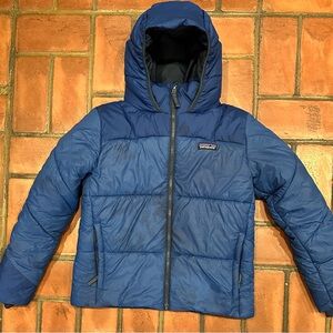 Boy's / Kids Patagonia Dark Blue Zip Up Puffer Coat / Jacket w/ Hood Size M 10